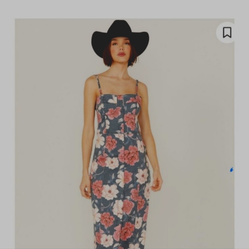 XL Denim Maxi Floral Dress
